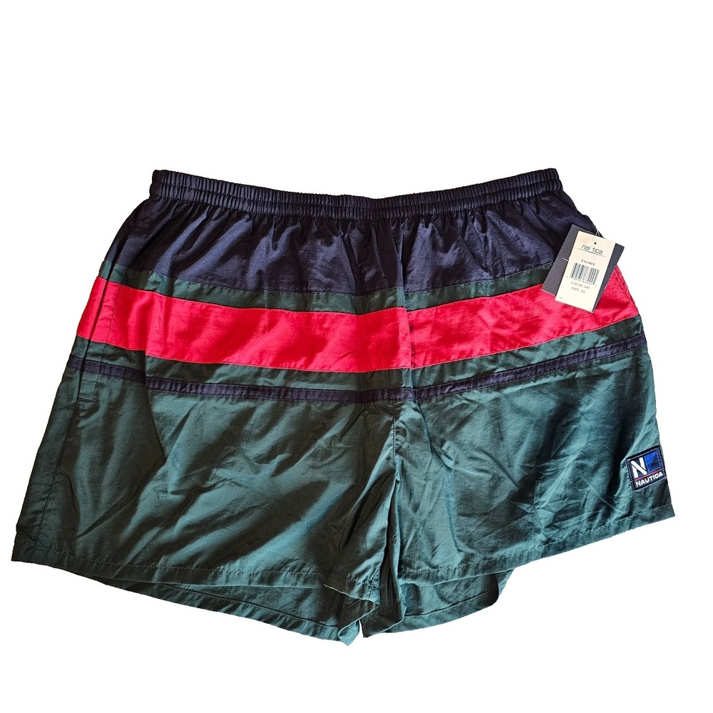 Nautica Mens Swimming Trunks Size XL Color Block Lined 4"Inseam Vintage 90's